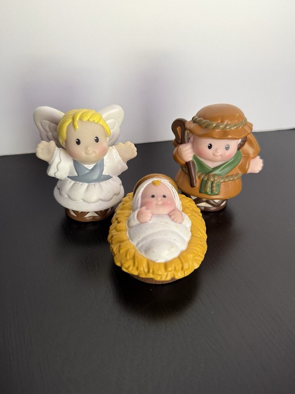 Vintage 2001 Fisher Price Little People Nativity Angel Shepherd Baby Jesus Lot